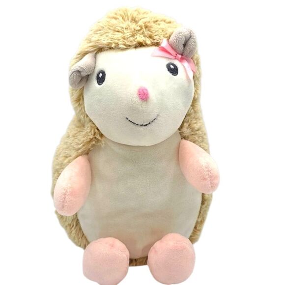 Blankets and Beyond Hedghog Rattle Lovey Plush Stuffed Toy Pink Bow - Picture 1 of 17